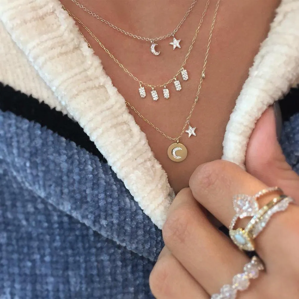 Mini Moon and Star in Yellow Gold