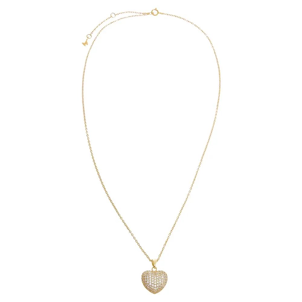 Mini Pavé Puffy Heart Charm Necklace