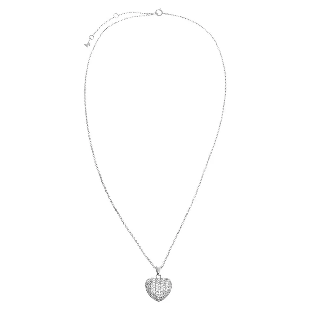 Mini Pavé Puffy Heart Charm Necklace