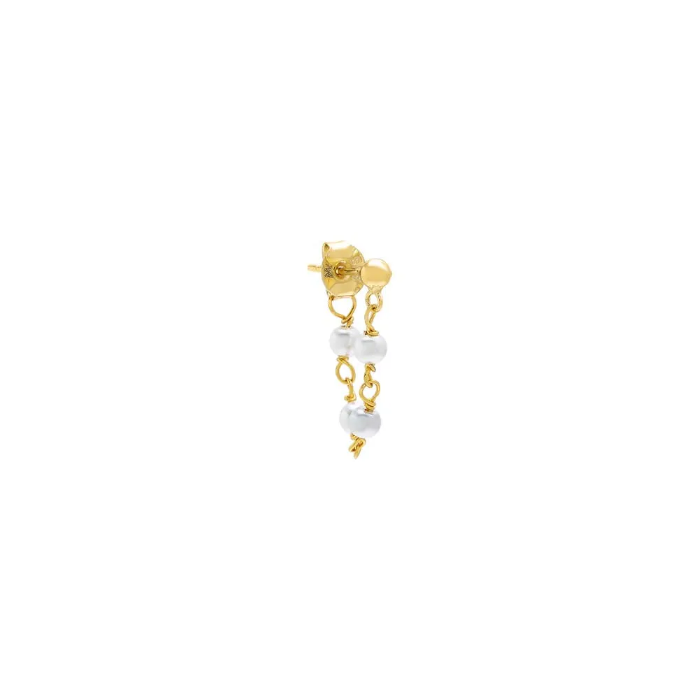 Mini Pearl Front Back Chain Stud Earring
