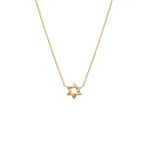 Mini Solid Star Of David Necklace 14K