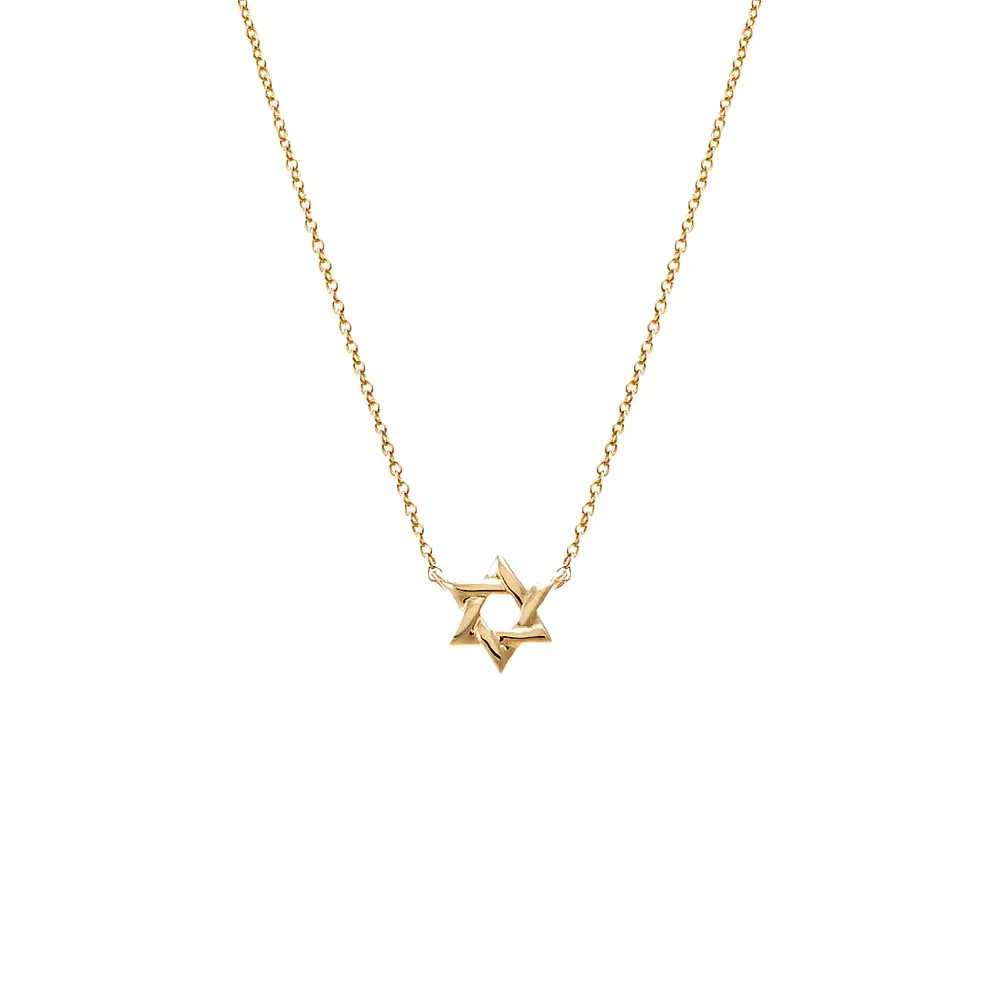 Mini Solid Star Of David Necklace 14K