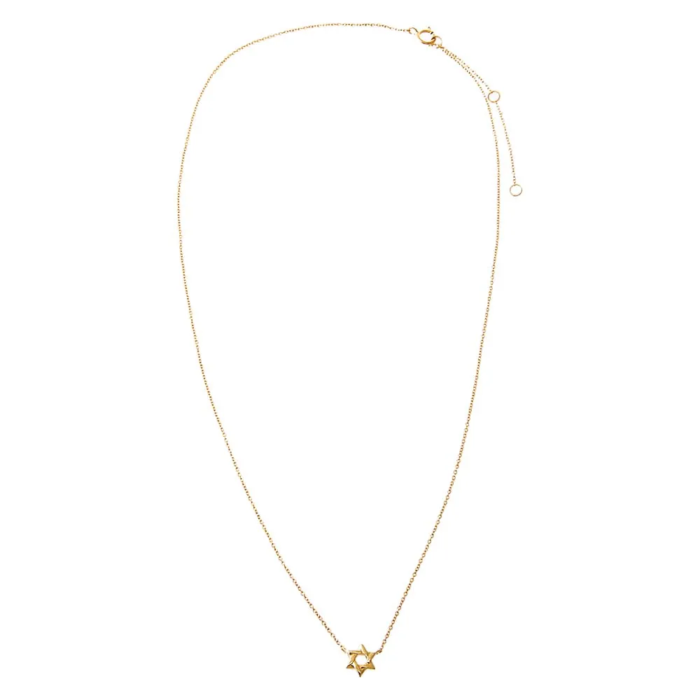 Mini Solid Star Of David Necklace 14K