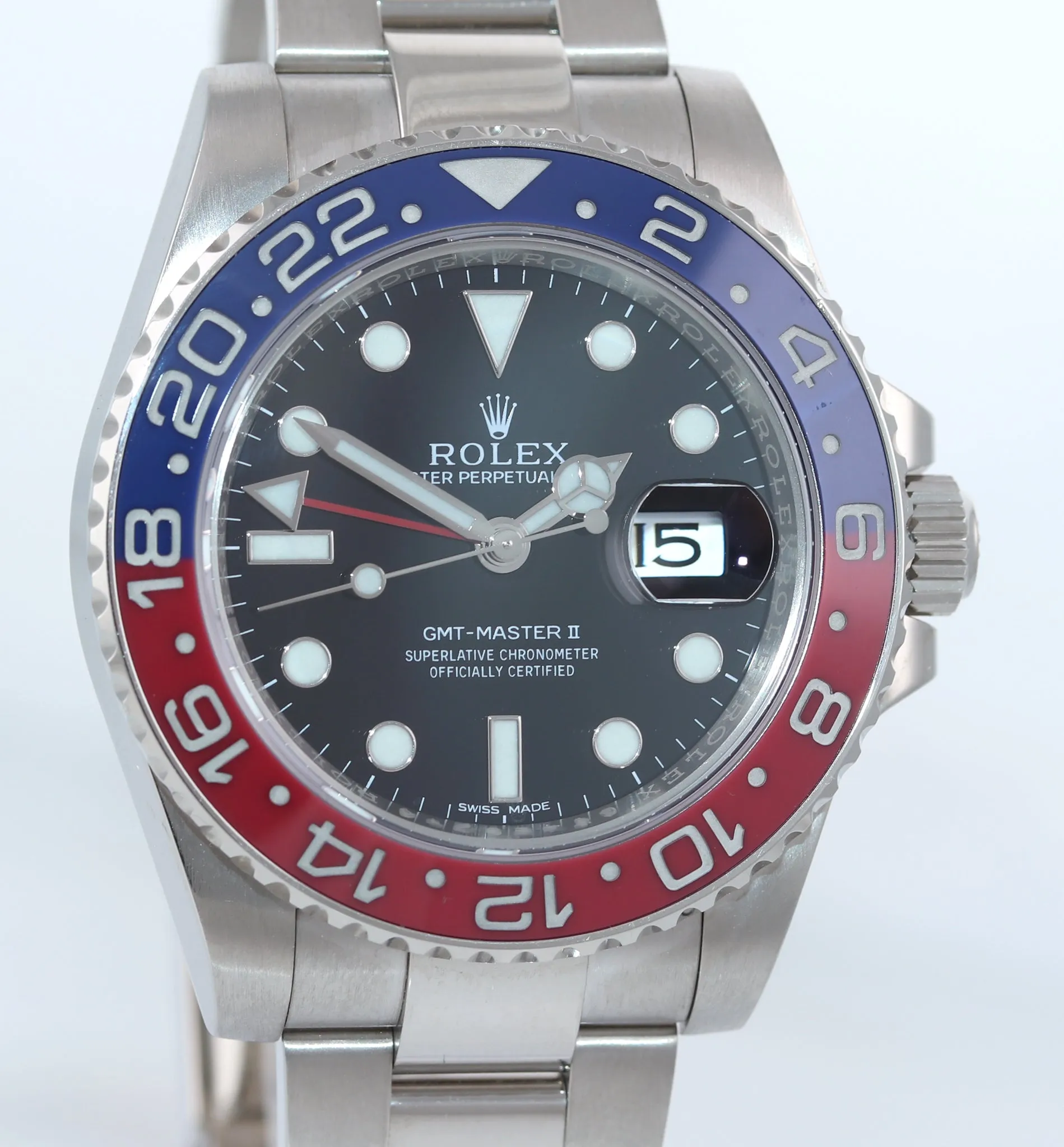 MINT 2015 PAPERS Rolex GMT-Master II MK1 Pepsi 18K White Gold 116719BLRO Watch