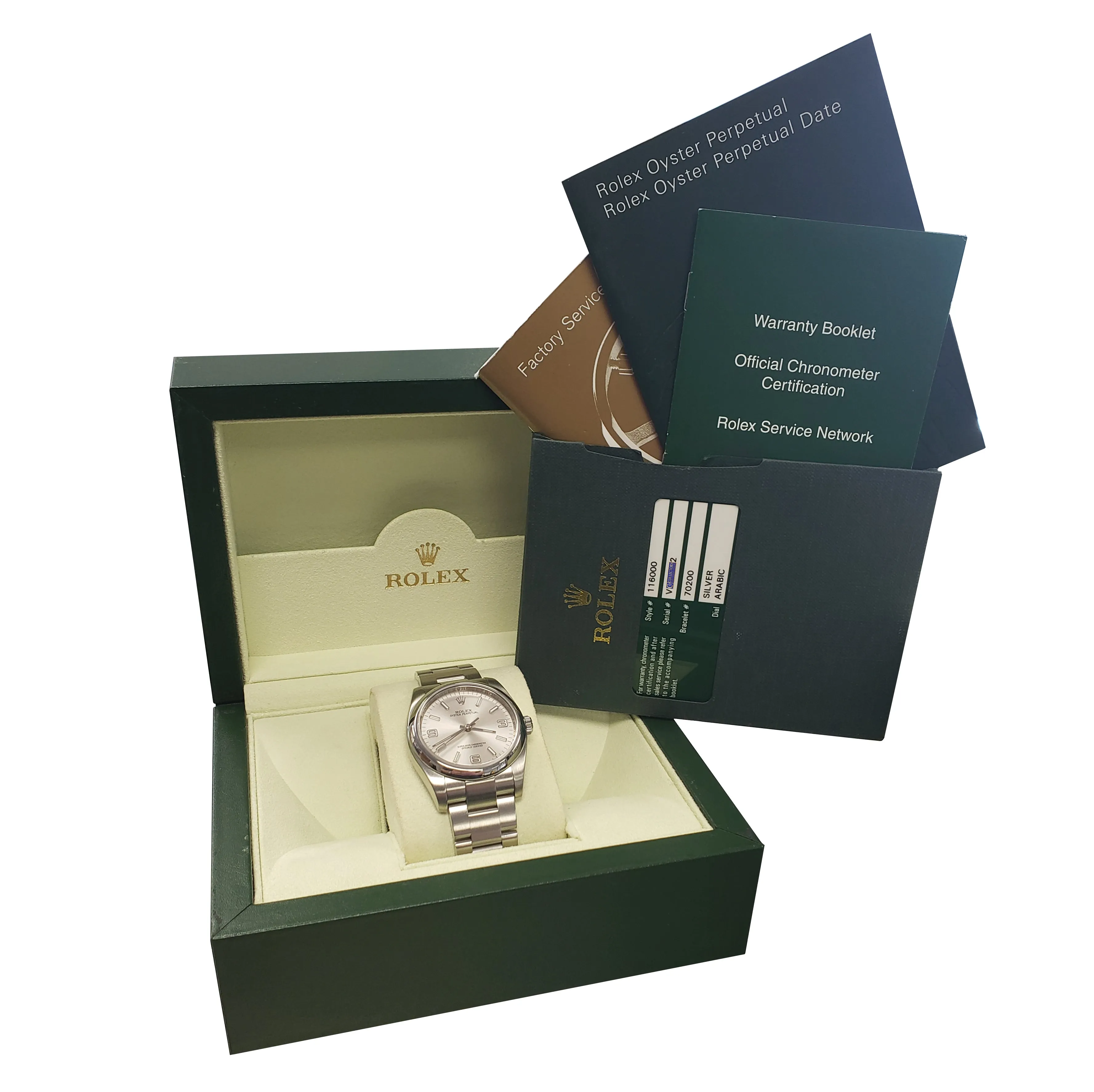 Mint Rolex Oyster Perpetual 36mm Stainless Steel Arabic Stick Watch 116000