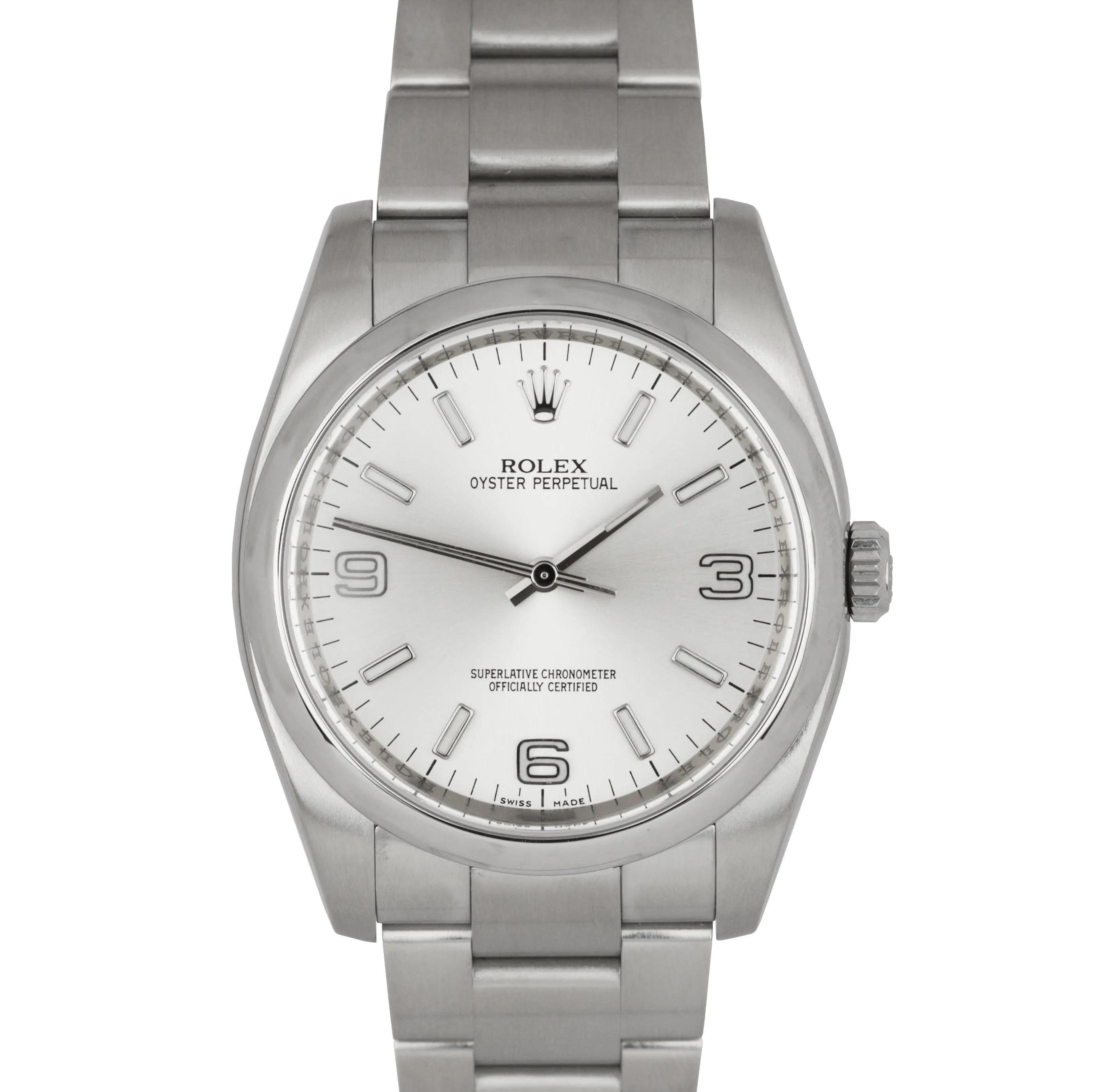 Mint Rolex Oyster Perpetual 36mm Stainless Steel Arabic Stick Watch 116000