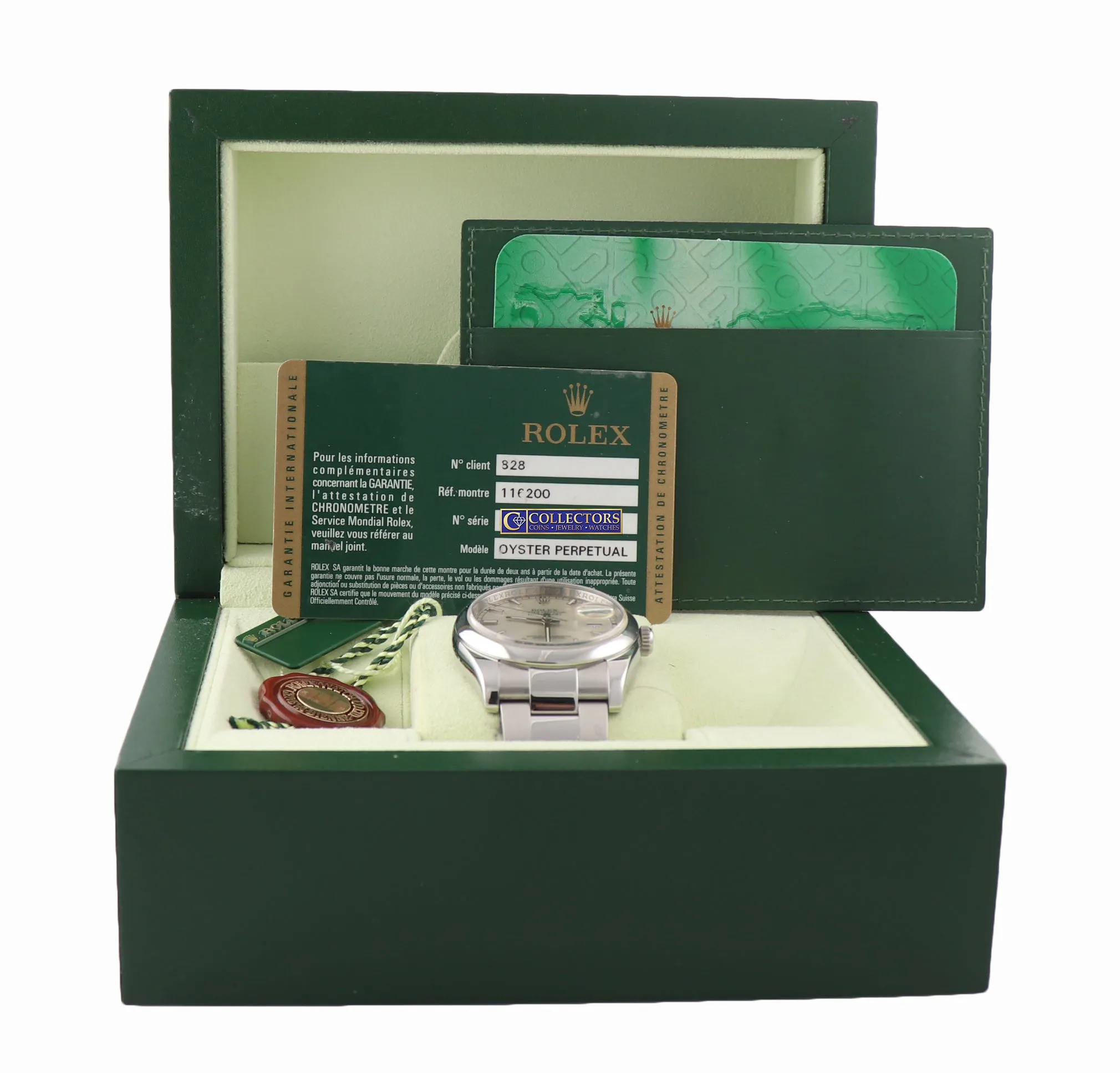 MINT WARRANTY PAPERS Rolex DateJust Silver Stick 116200 36mm Oyster Steel Watch