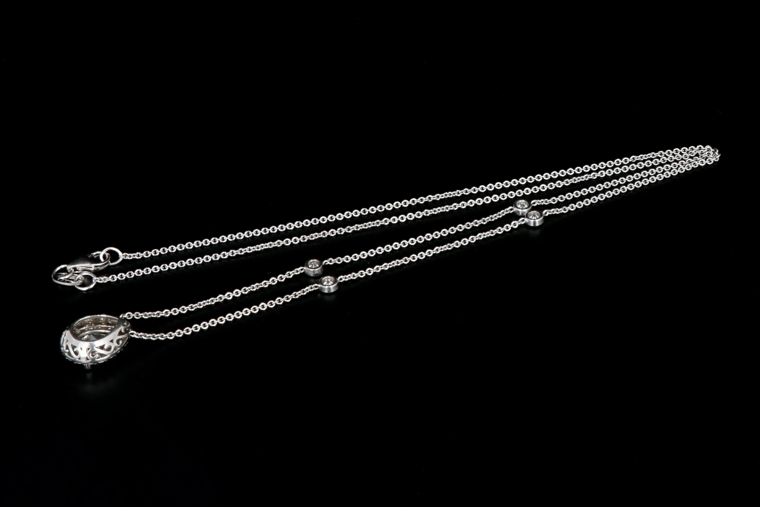 Modern 14K White Gold 1.20 Carat Pear Shaped Diamond Halo Pendant Necklace