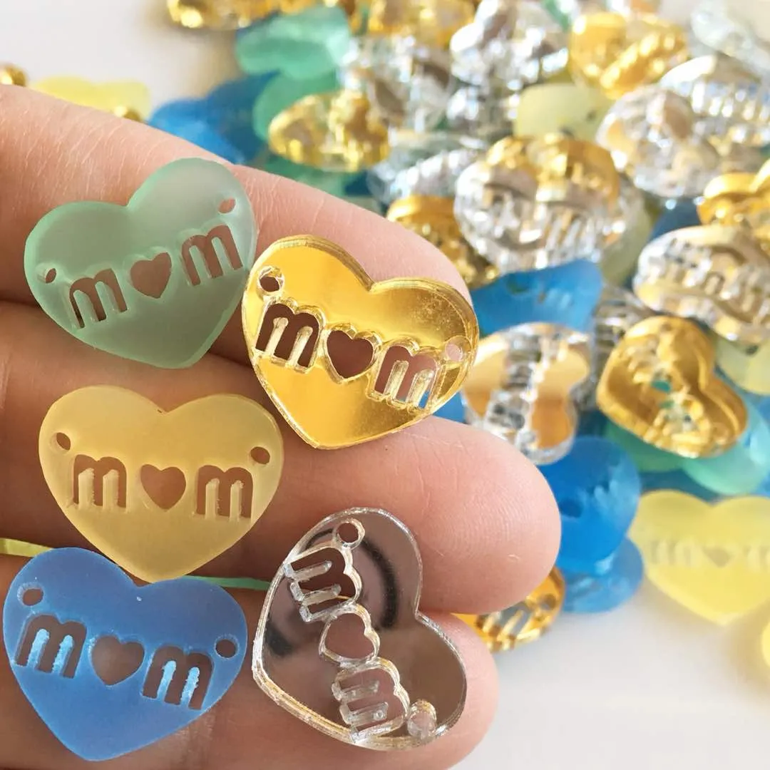 Mom Hearts Links / 10 Connectors, 20mm