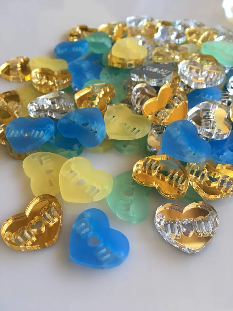 Mom Hearts Links / 10 Connectors, 20mm