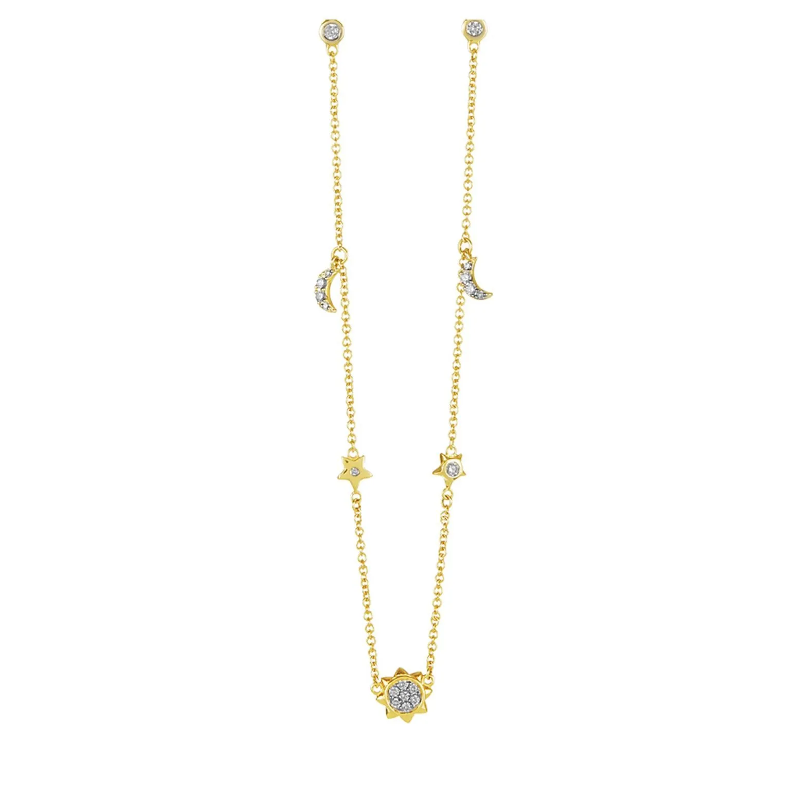 Monica Rich Kosann Sun, Moon and Stars Gold Necklace