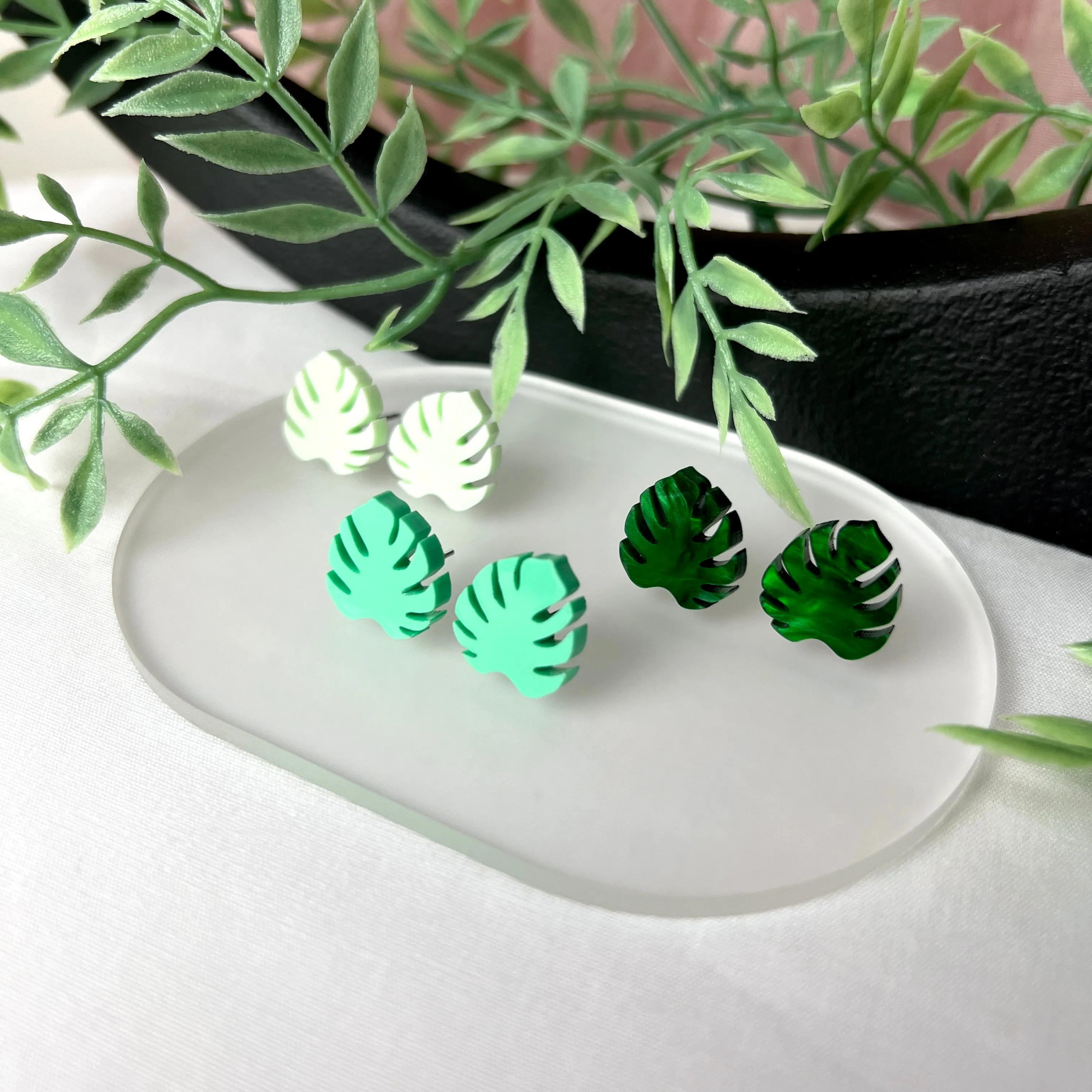Monstera Leaf Stud Earrings