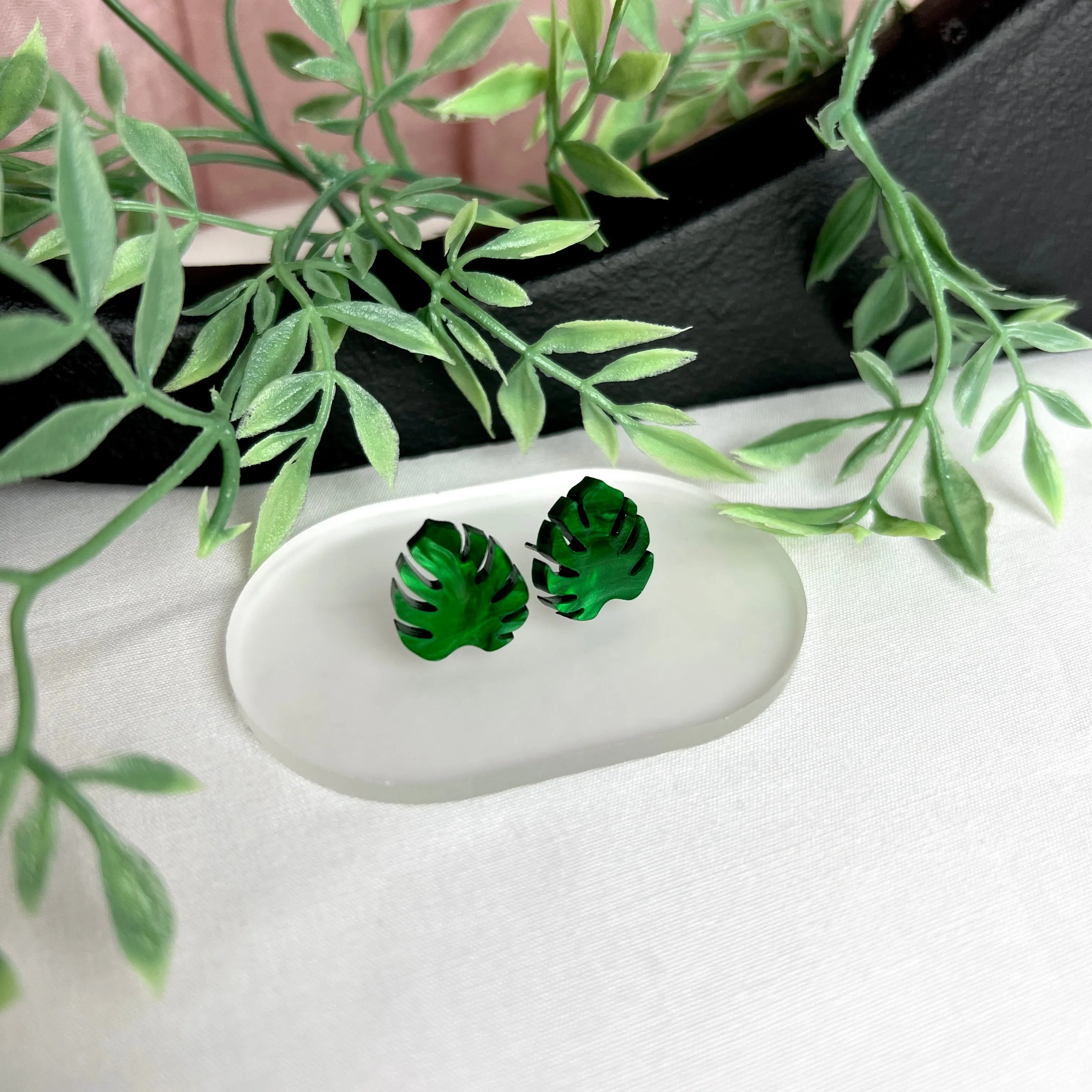 Monstera Leaf Stud Earrings