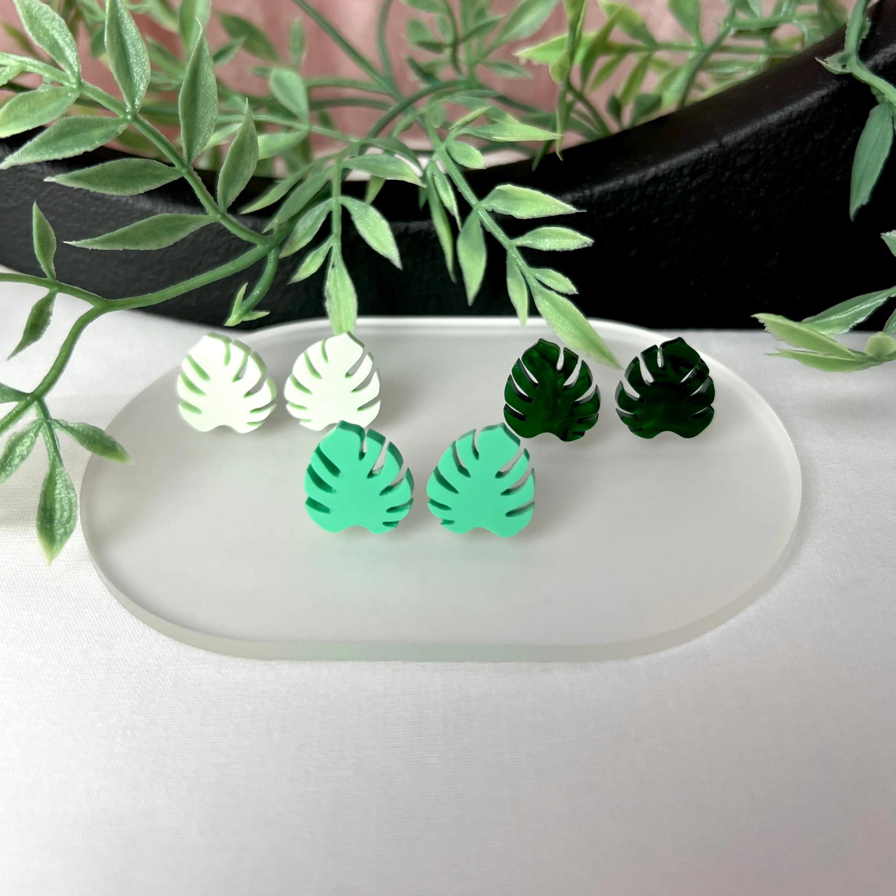 Monstera Leaf Stud Earrings