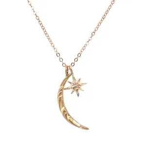 Moon and Star Pendant Necklace