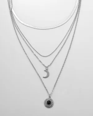 Moon Sun Pendant Multi Layered Necklace