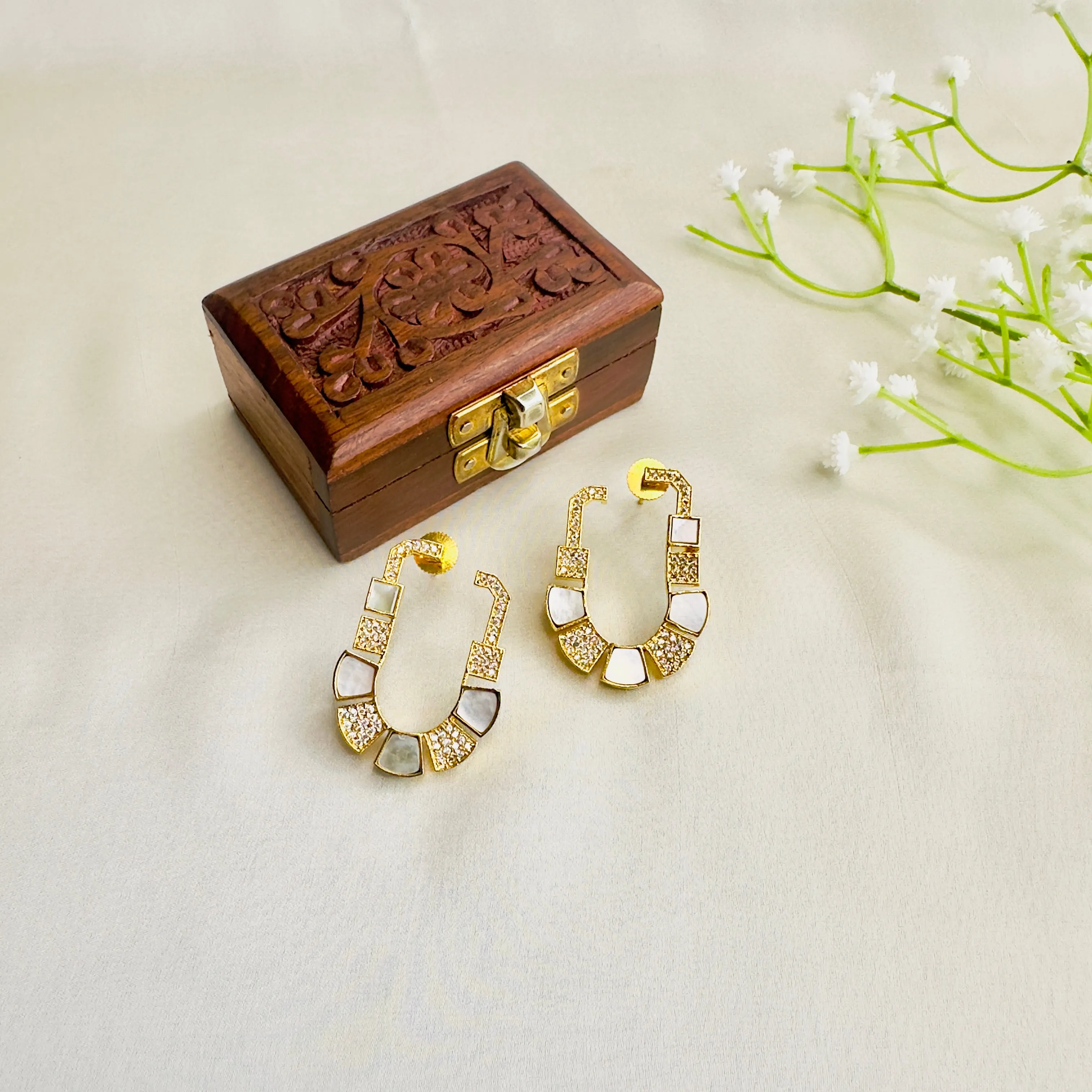 Mother of Pearl AD Stud Earrings