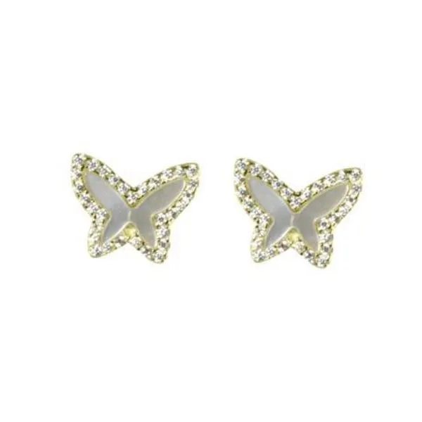 MOTHER OF PEARL BUTTERFLY STUD EARRINGS