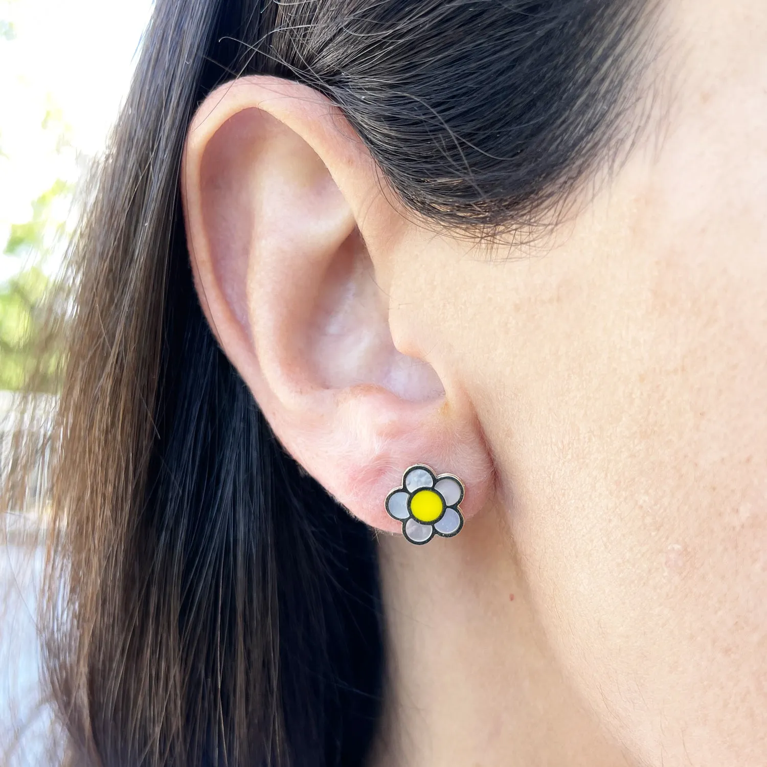 Mother of Pearl Daisy Stud Earrings