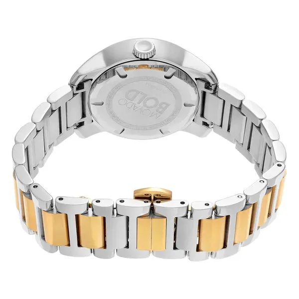 Movado Bold Series Two-tone Stainless Steel Gold Tone Dial Quartz Watch for Ladies - 3600245