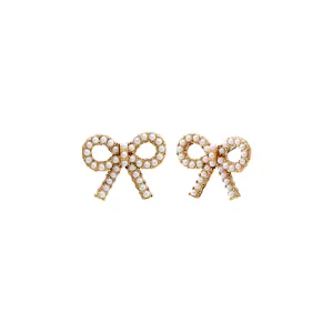 Multi Pearl Bow Tie Stud Earring