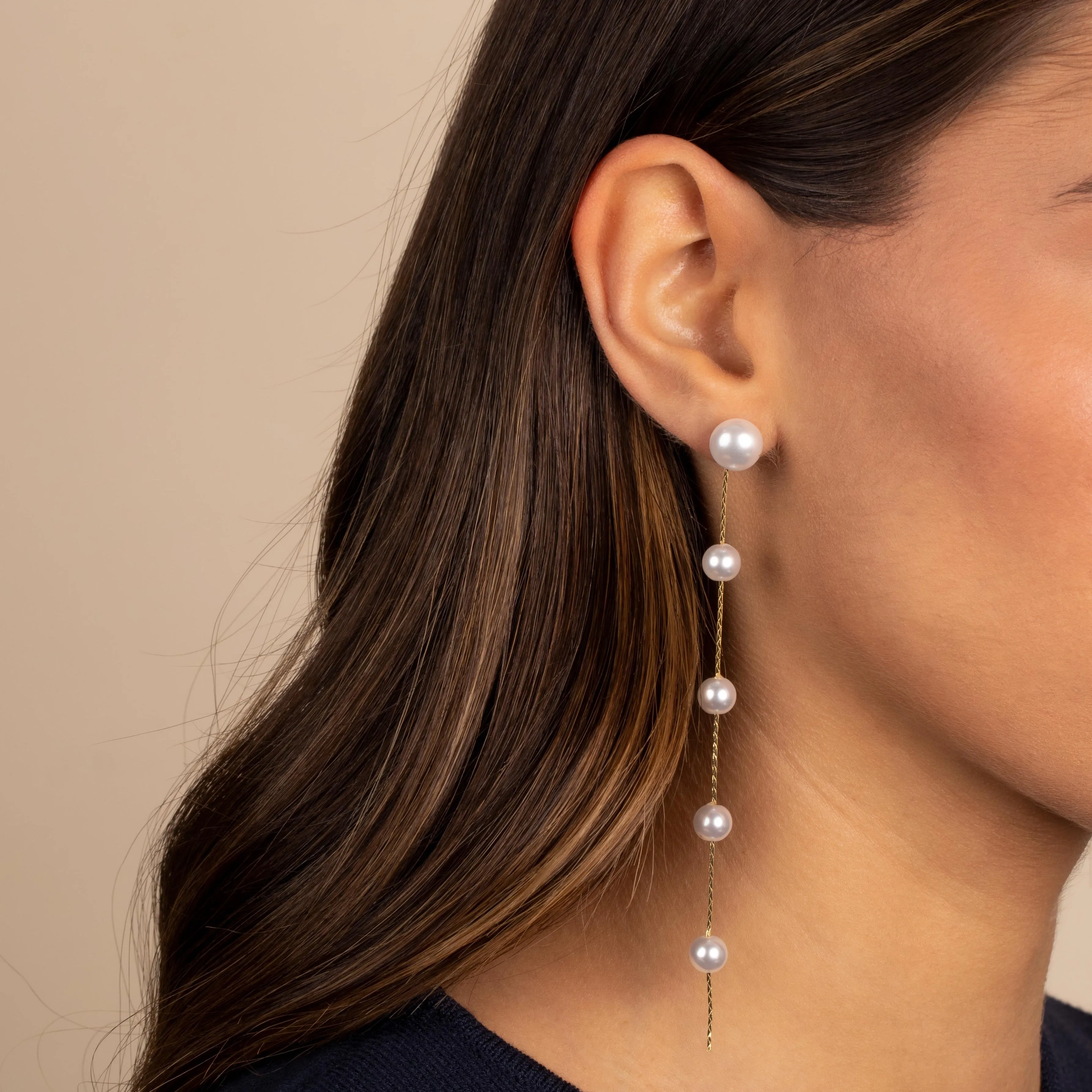 Multi Pearl Drop Stud Earring