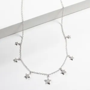Multi Star CZ Drop Choker - Silver