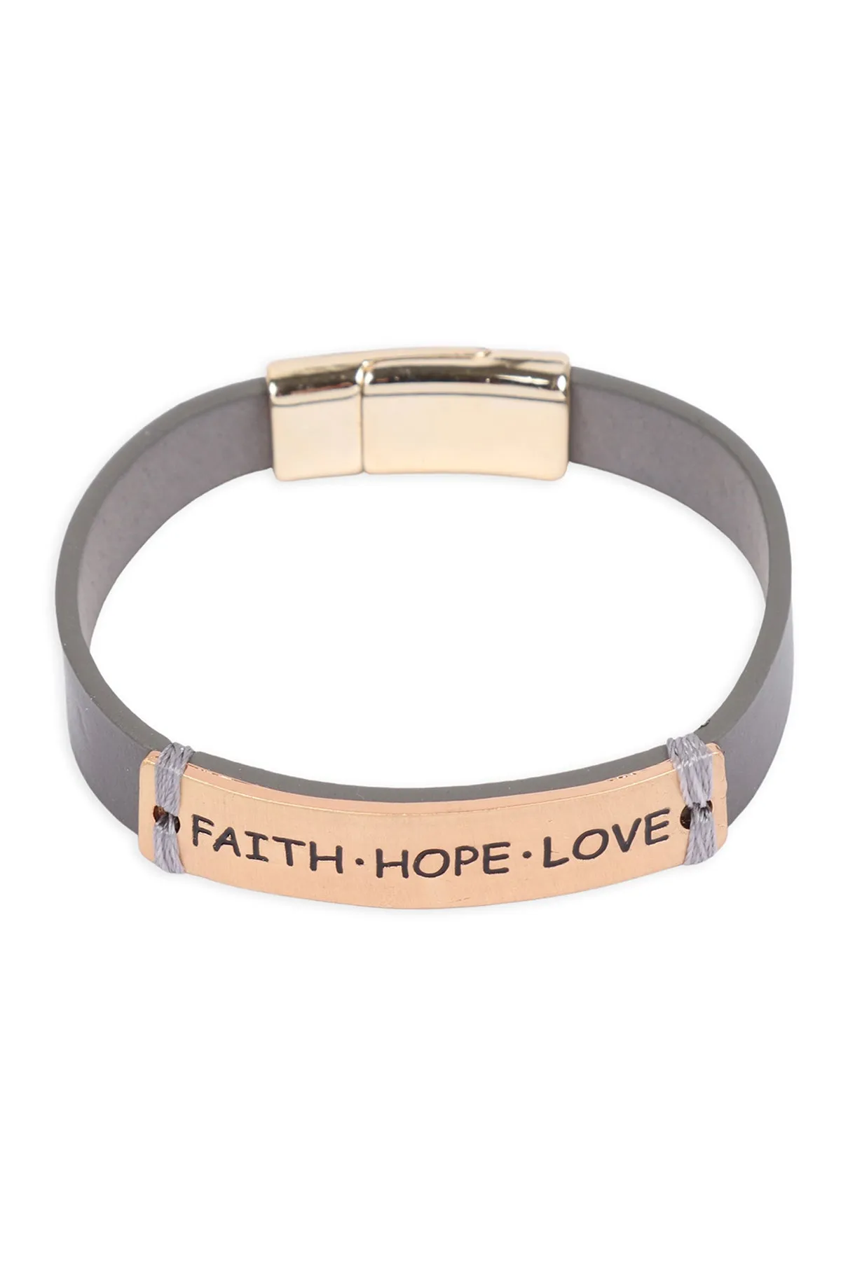 MYB1398 - "FAITH HOPE LOVE" STRAP MAGNETIC LOCK BRACELET