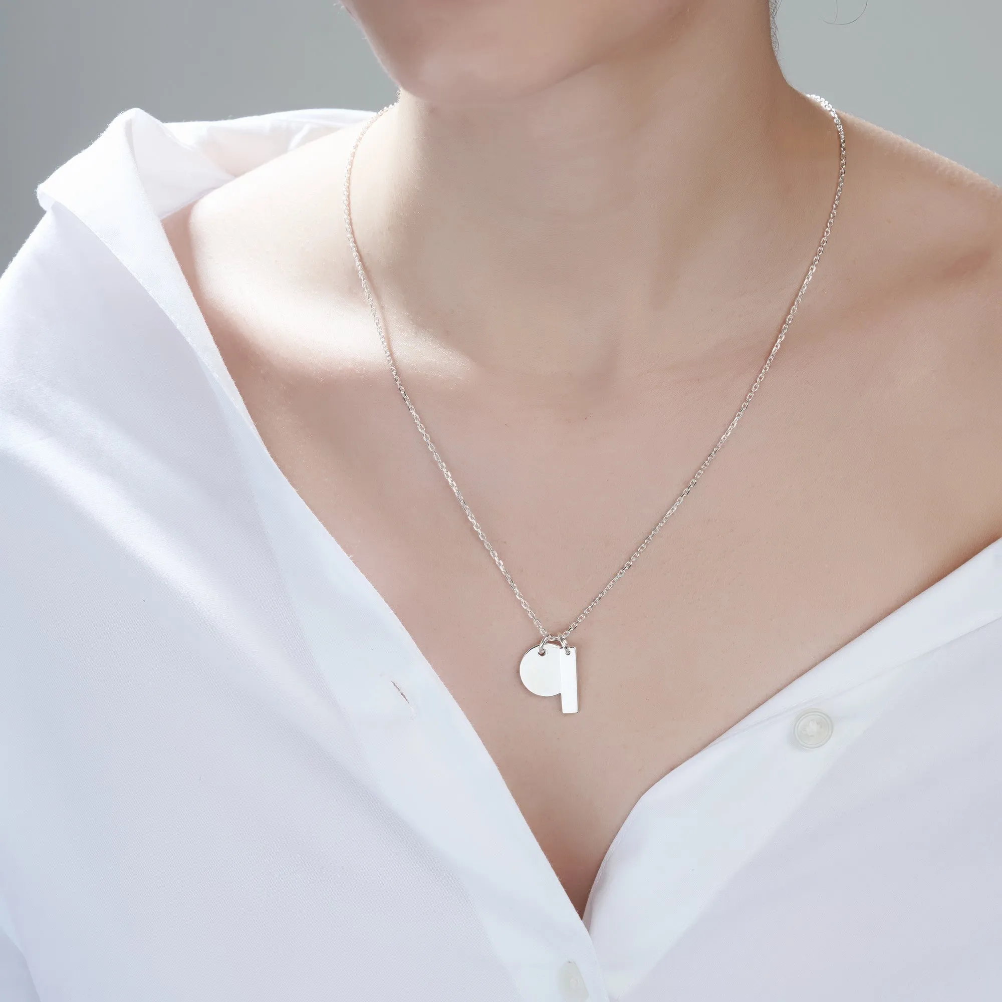 Mysha Personalized Disc and Bar Pendant