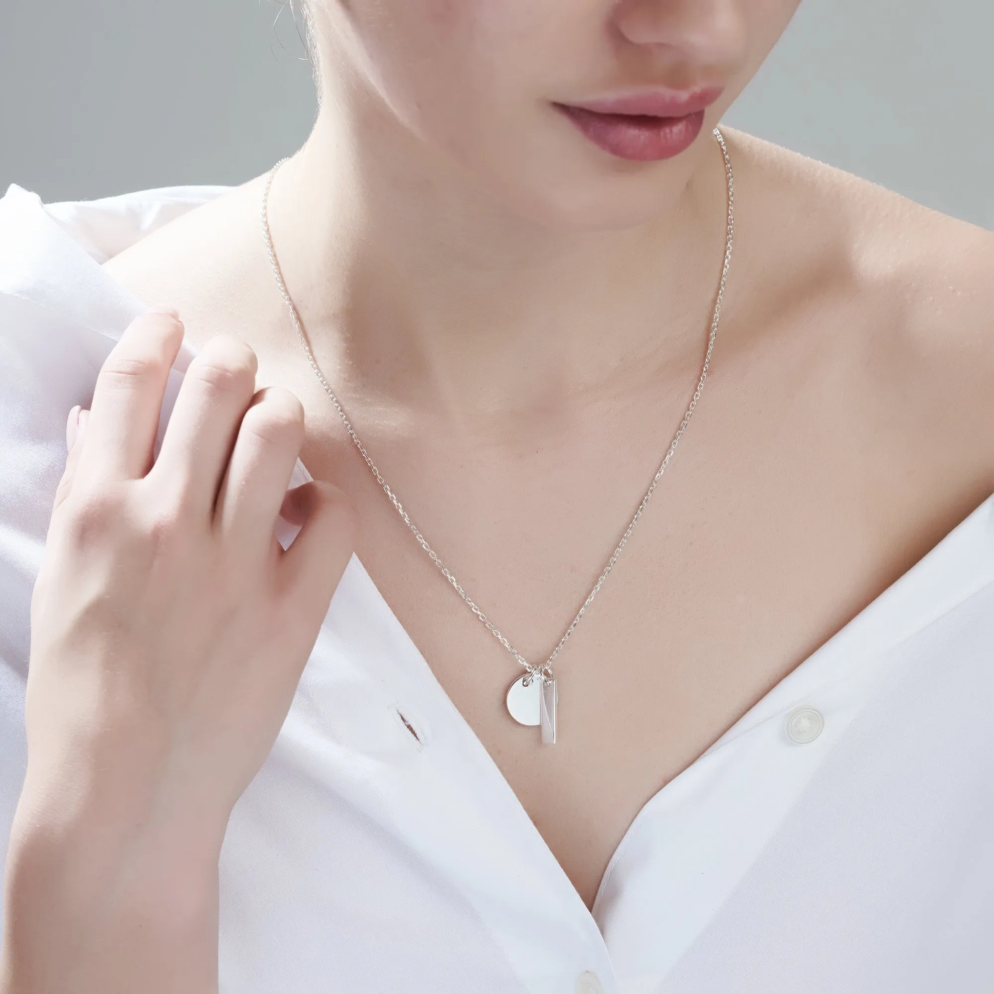 Mysha Personalized Disc and Bar Pendant