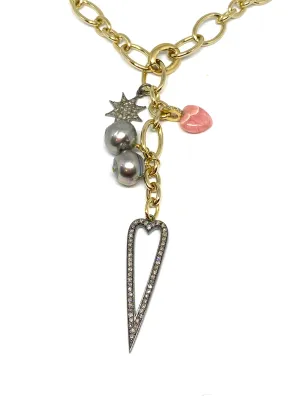 Nathan & Moe Gold Oval Link Necklace with Charms