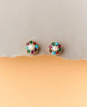Navaratna Pearl Studded Earring