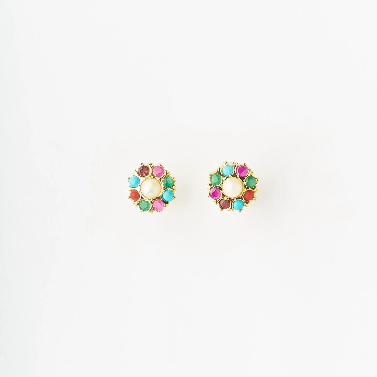 Navaratna Pearl Studded Earring