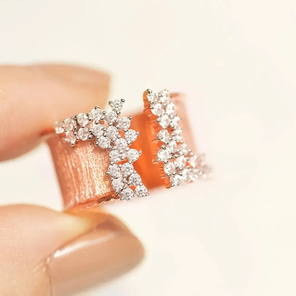 New Fashion Women's Finger Ring with CZ Stone Wiredrawing Effect Gold Color Wide Rings Luxury Female Jewelry Party