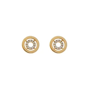 New Italian Art Diamond Circles 18K Rose Gold Stud Earrings