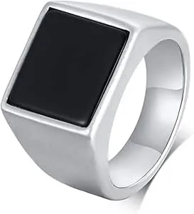NEW Stainless Steel Resin Geometric Square Ring for Men Boys Party Wedding Jewelry Sz 12