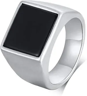 NEW Stainless Steel Resin Geometric Square Ring for Men Boys Party Wedding Jewelry Sz 12