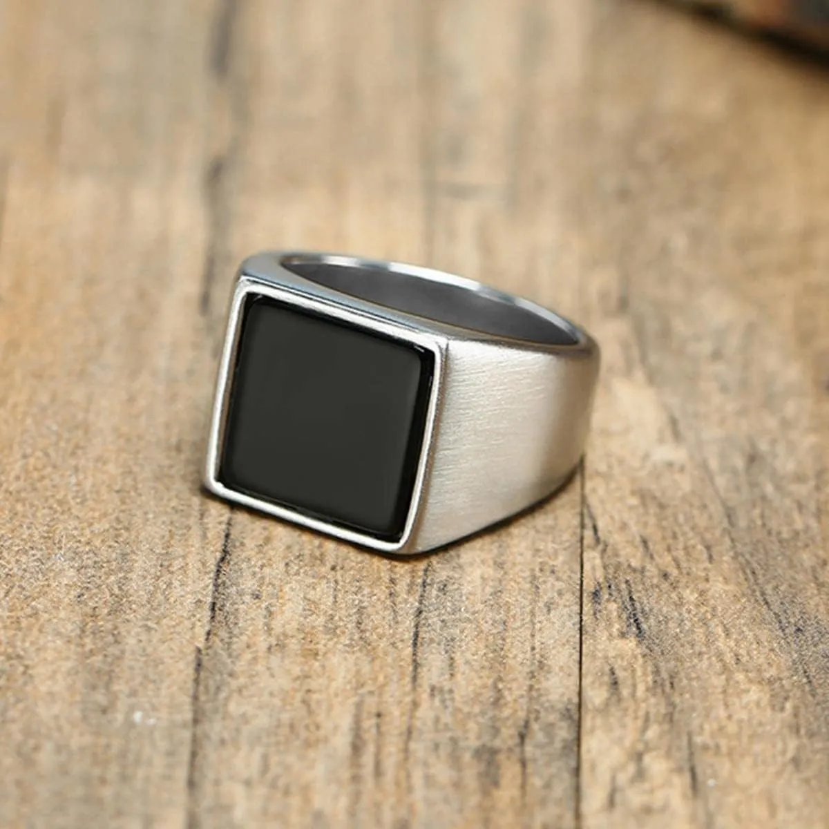 NEW Stainless Steel Resin Geometric Square Ring for Men Boys Party Wedding Jewelry Sz 12