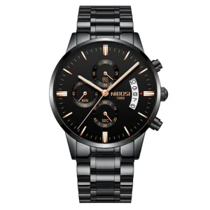 NIBOSI Mens Watches Luxury Top Brand Gold Watch Men Relogio Masculino Automatic Date Watch Quartz Luminous Calendar Wristwatch