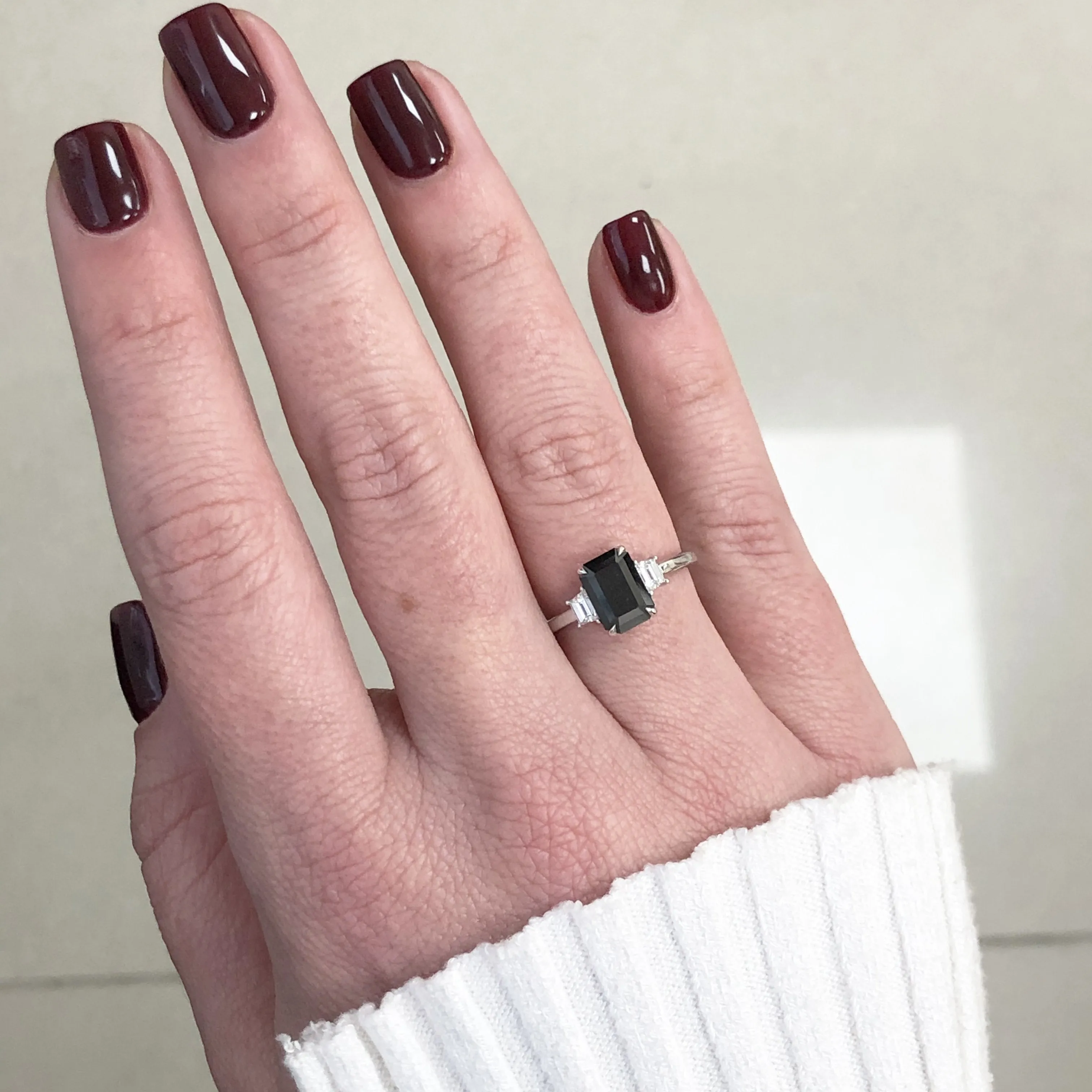 Noir Romance  Unique  Natural Black Diamond  Engagement Ring