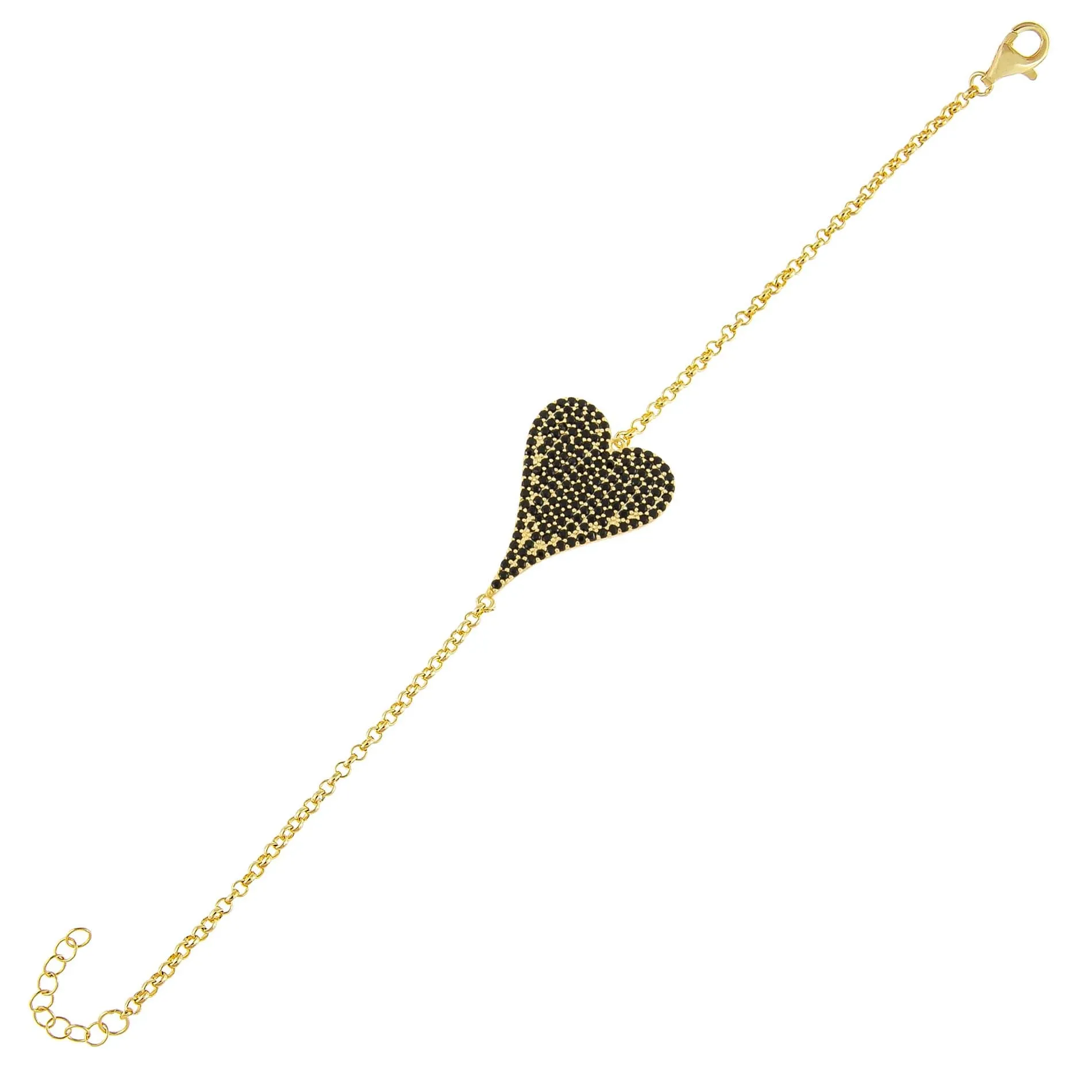 Onyx Pavé Large Heart Bracelet