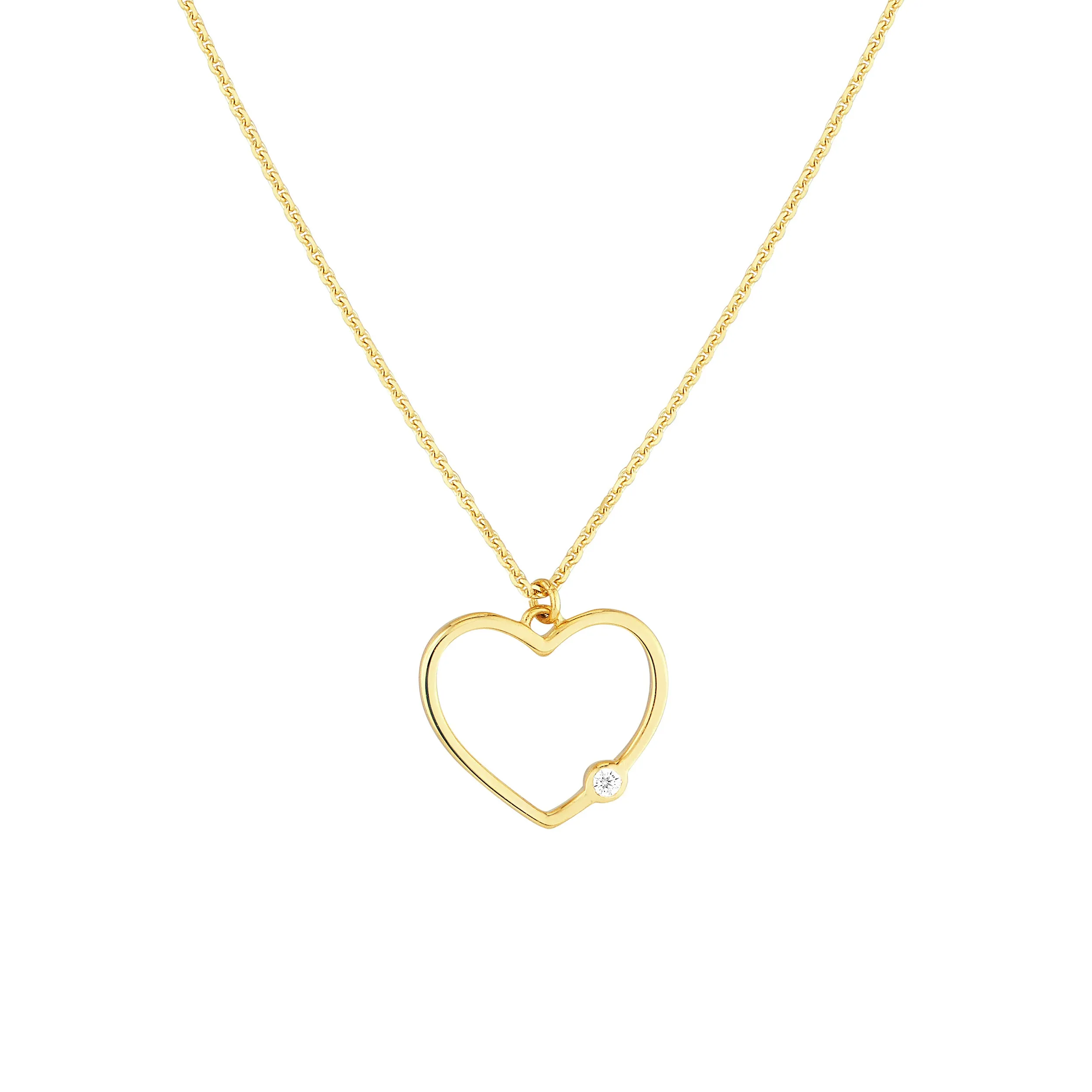 Open Heart Diamond Bezel Necklace