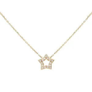 Open Star Necklace 14K