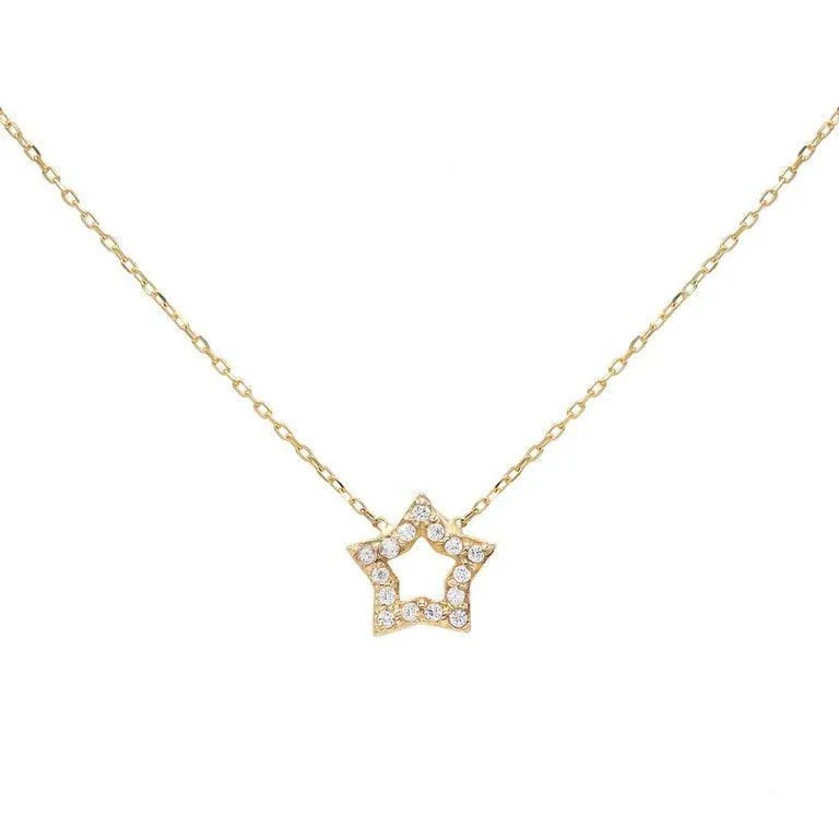 Open Star Necklace 14K