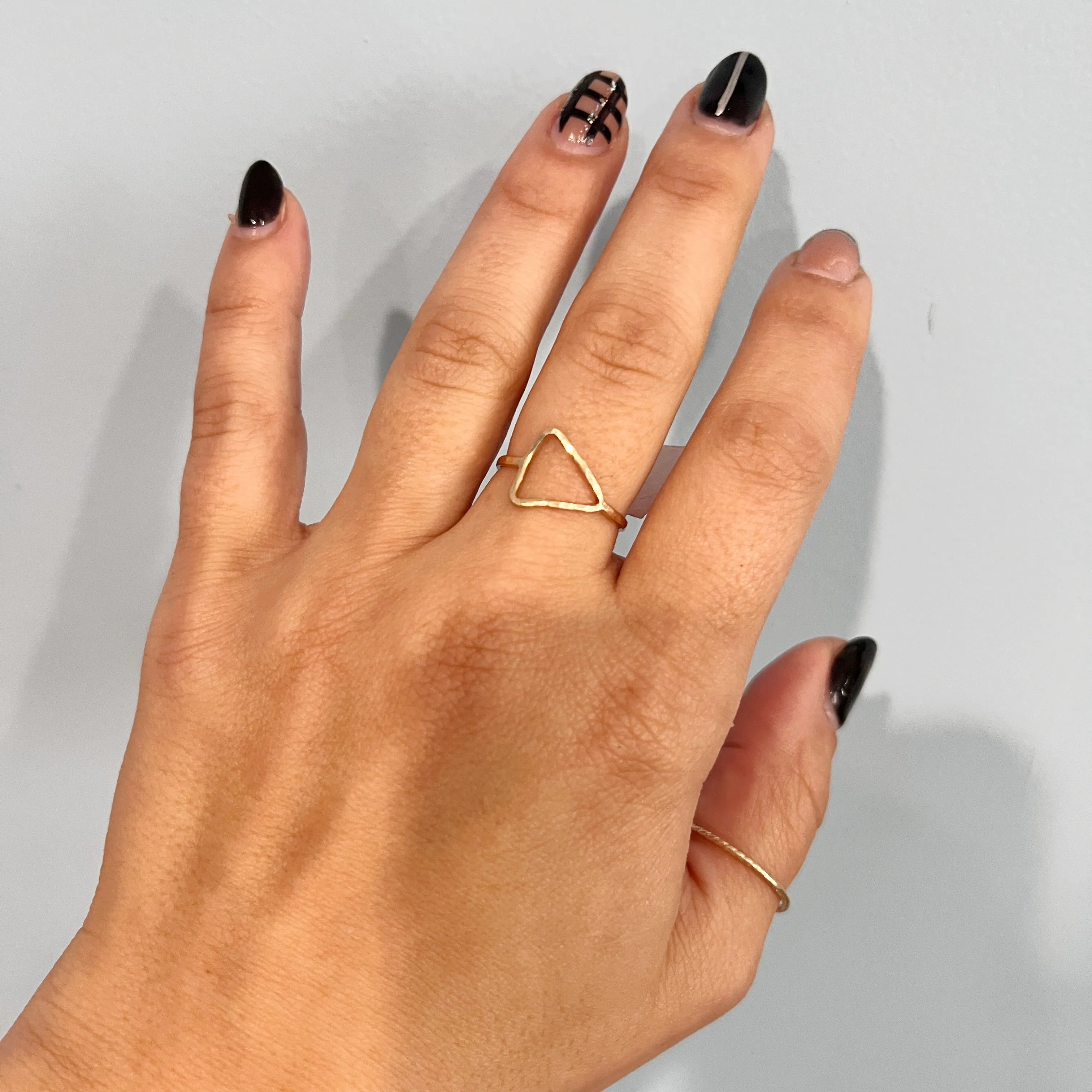 Open Triangle Geometric Ring in 14 Karat Yellow Gold / Sz 8