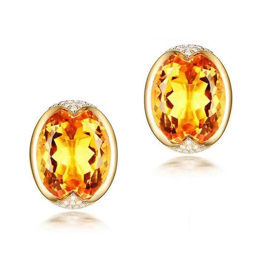 Oval-Cut Royal Yellow Diamond Stud Earring