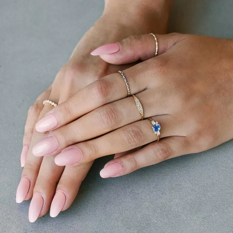 Oval Geo Blue Sapphire and Diamond Ring