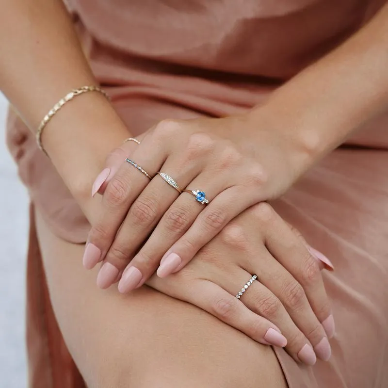 Oval Geo Blue Sapphire and Diamond Ring