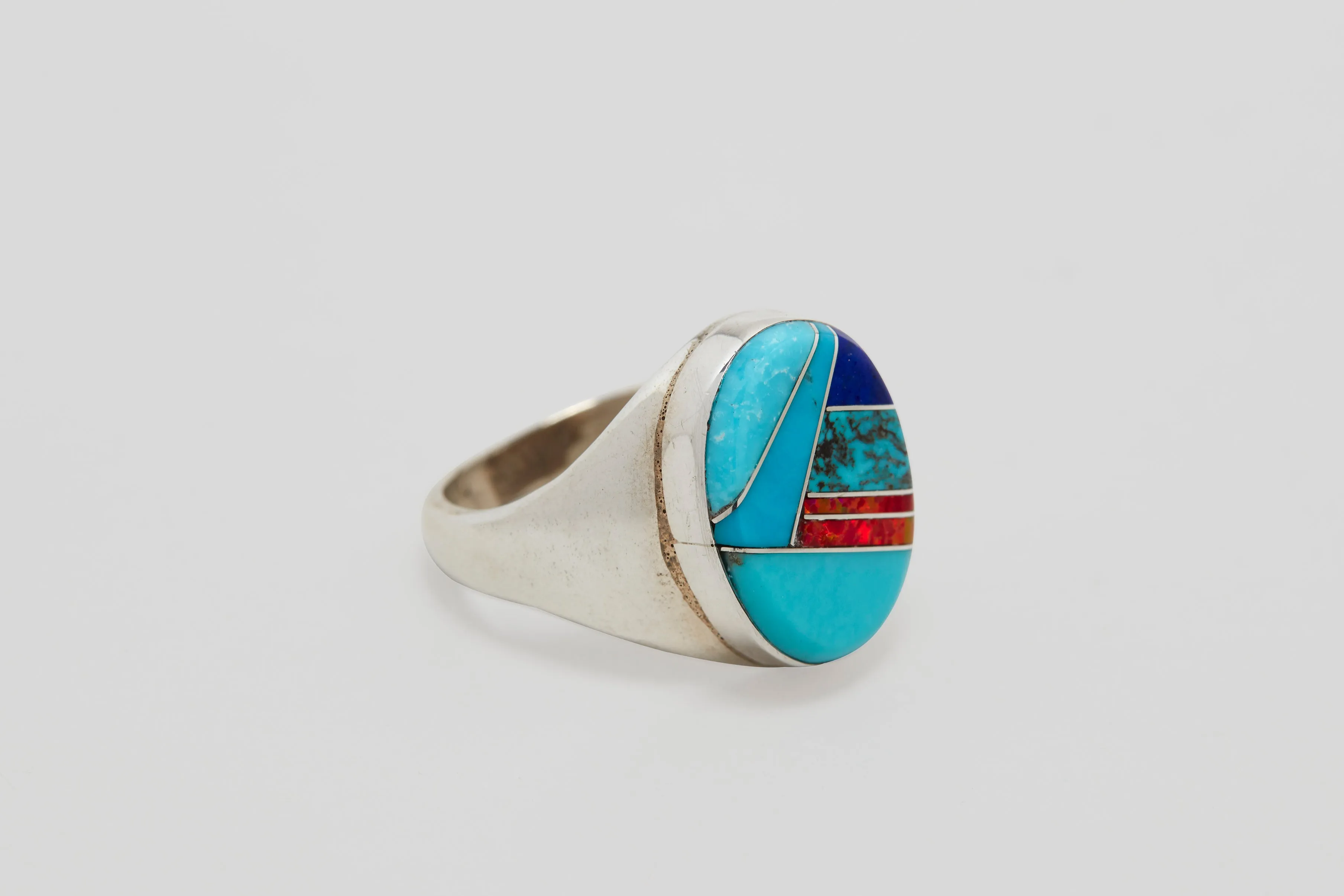 Oval Multi Stone Inlay Ring