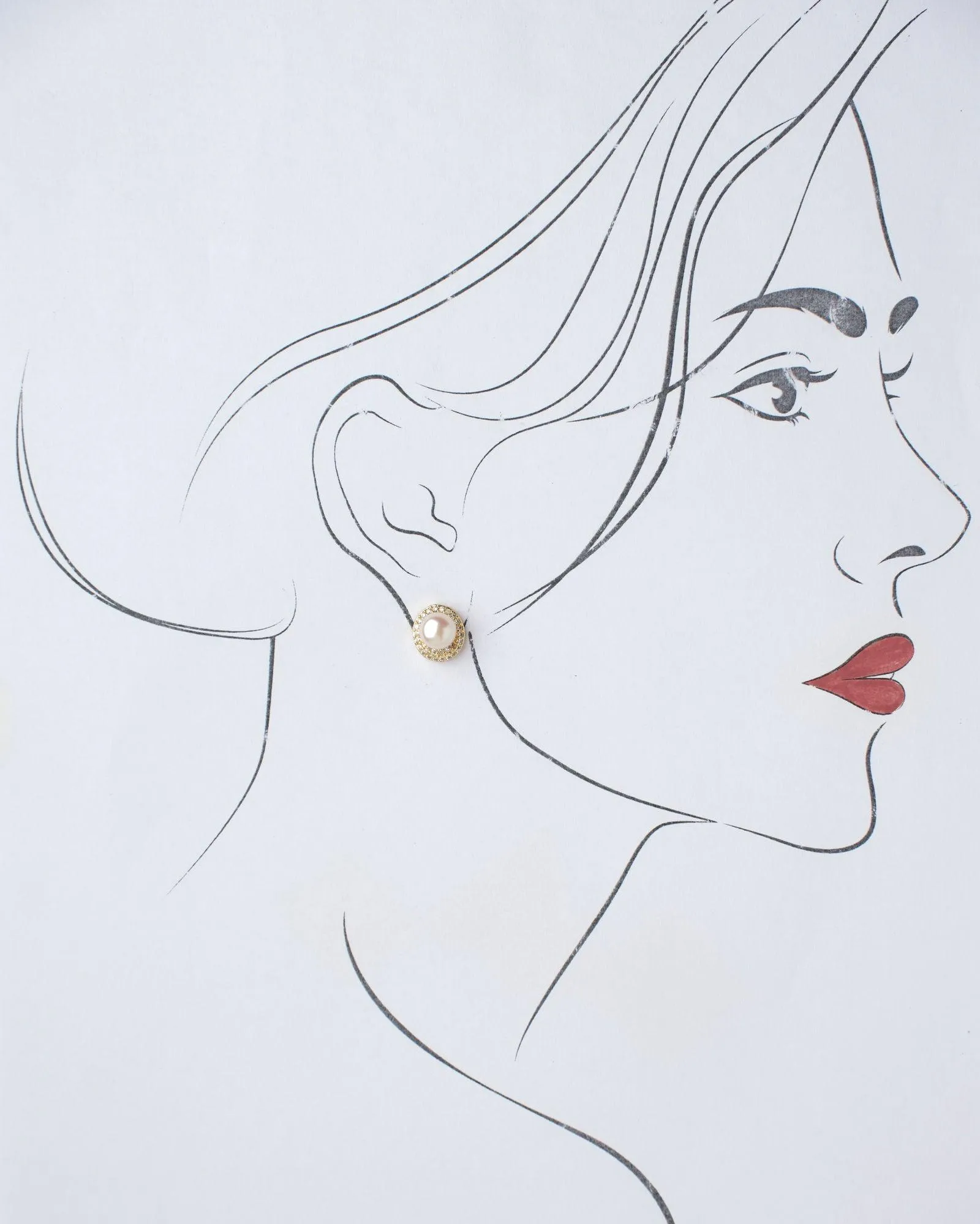 Oval Pearl Stud Earring
